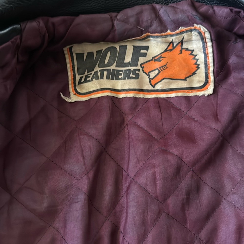 Unisex Wolf leather vintage motorcycle leather jacket
